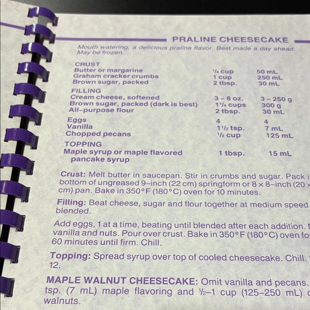 Vintage Company’s coming Desserts Cookbook by Jean Paré - Purple Cover